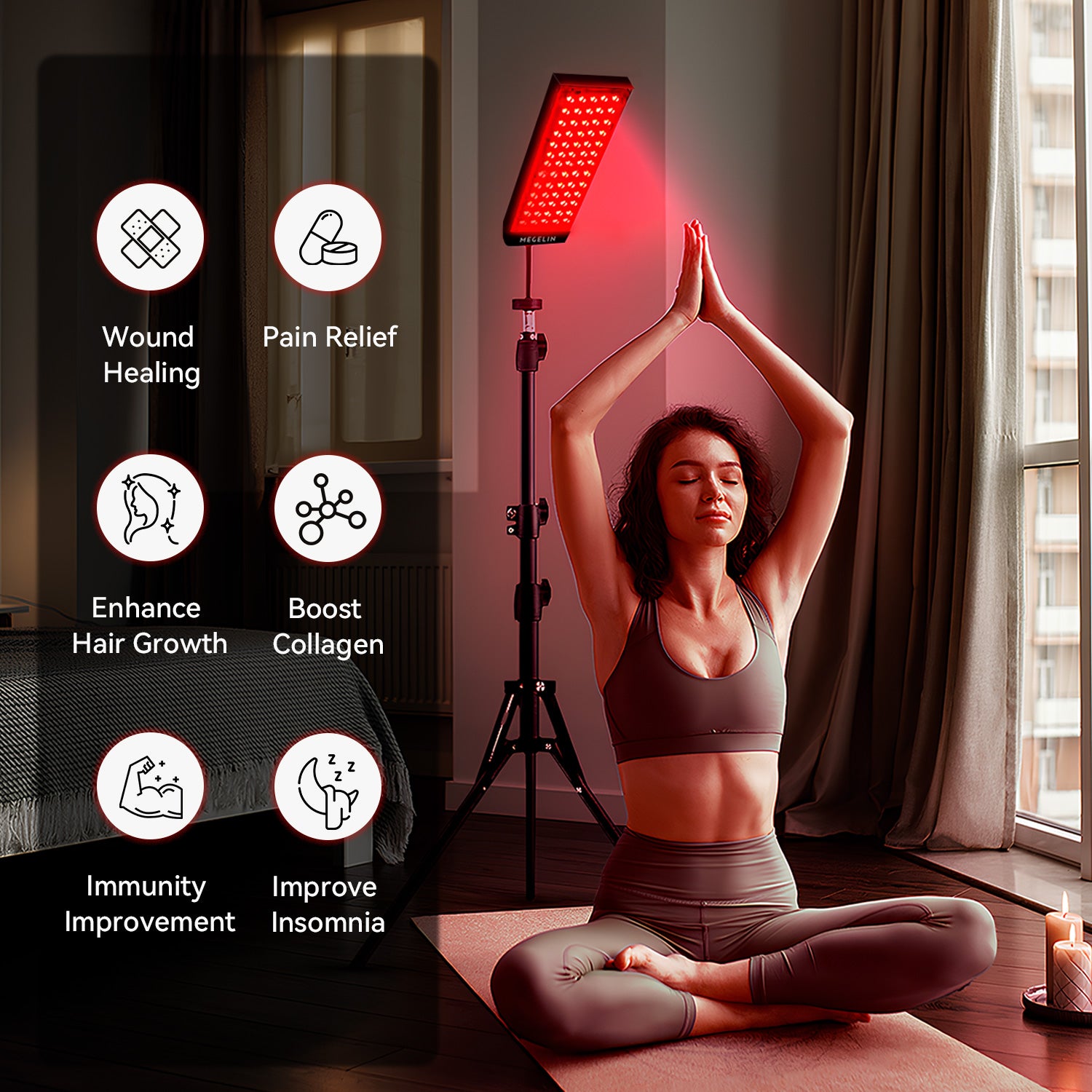 Megelin Red and Infrared Light Therapy Lamp