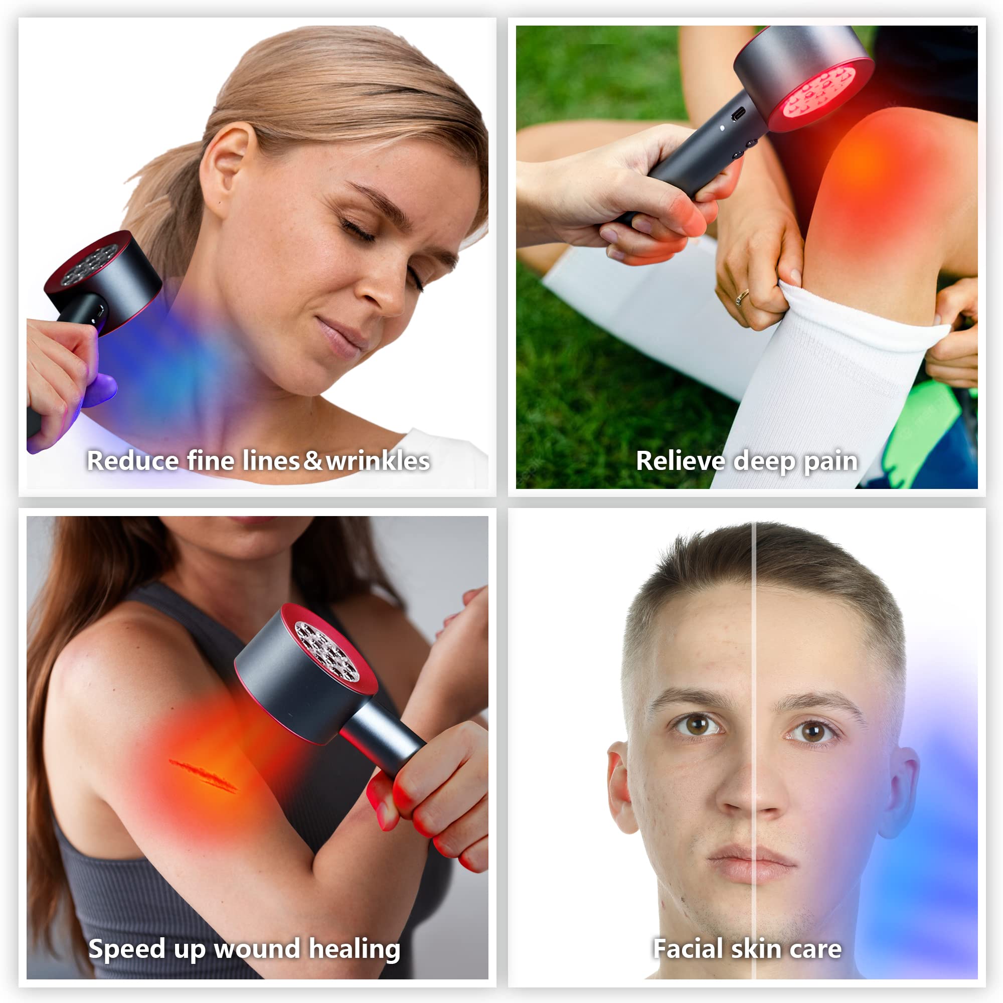 Megelin Red and Blue Light Therapy Handheld Device - Megelin
