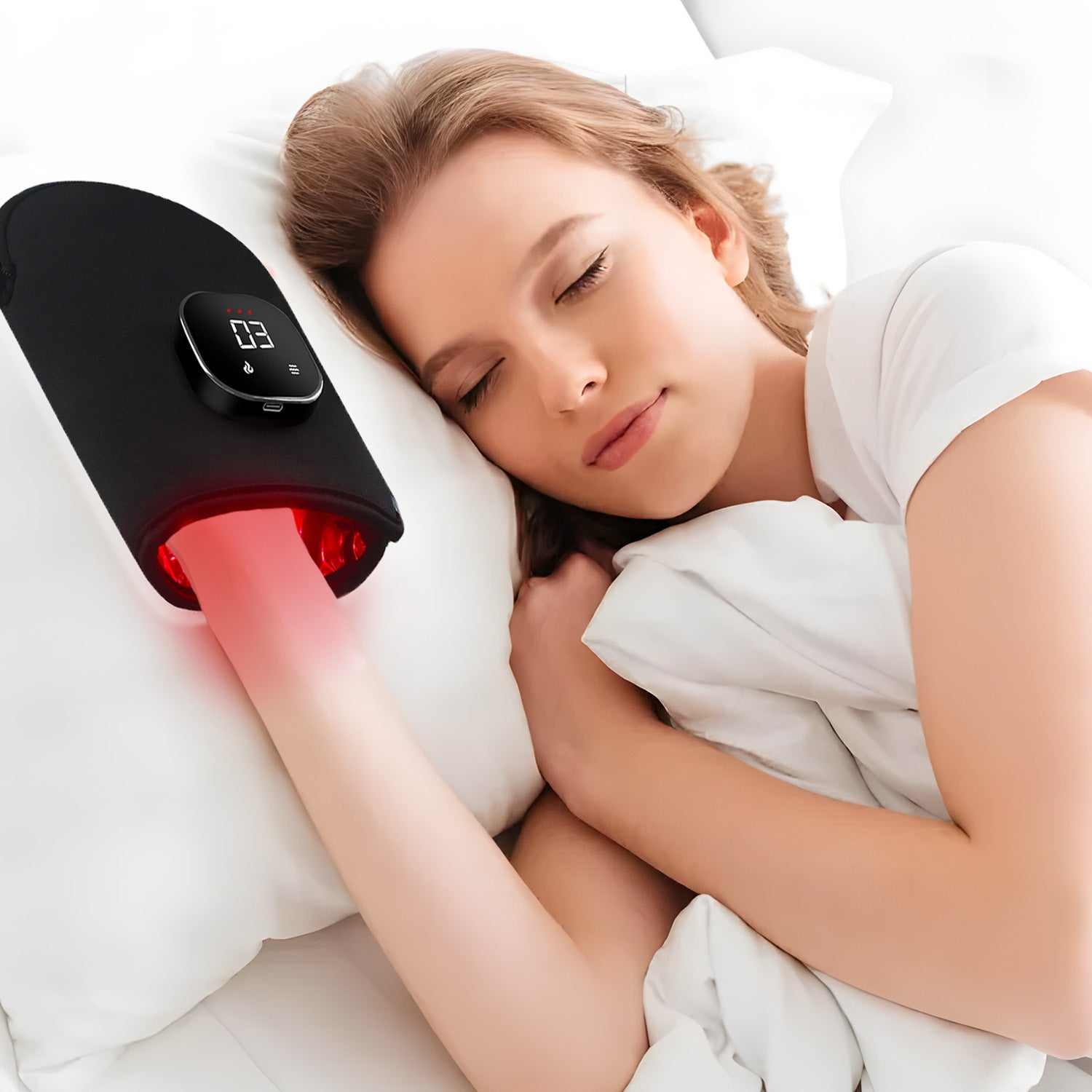 Red Light Therapy Glove - The wireless design offers the freedom to use the device anytime, even while sleeping, promoting relaxation and improving circulation, helping temporarily relieve muscle stiffness.