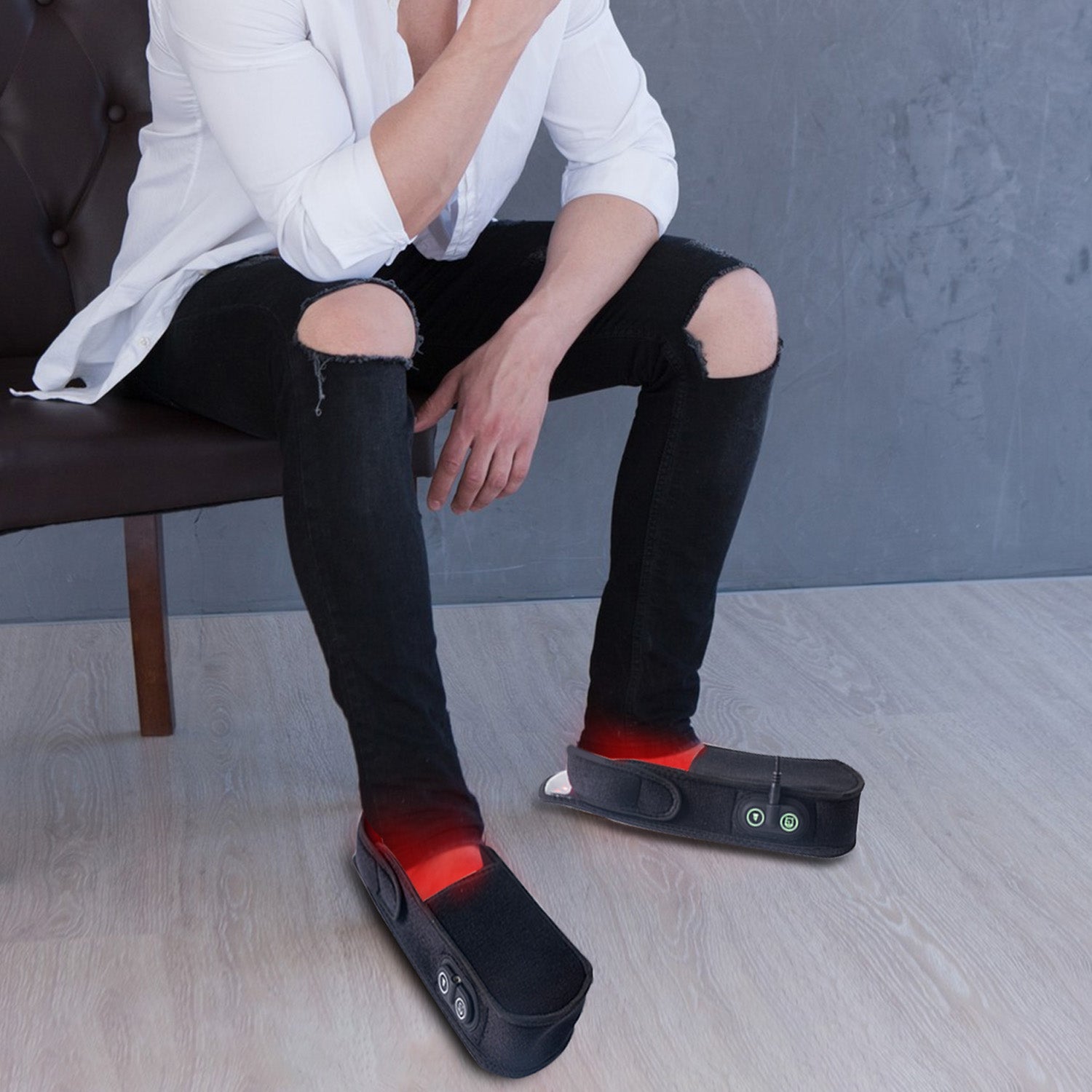 Our red light therapy shoes come in a convenient one-size-fits-all design, ensuring a comfortable and snug fit for everyone.