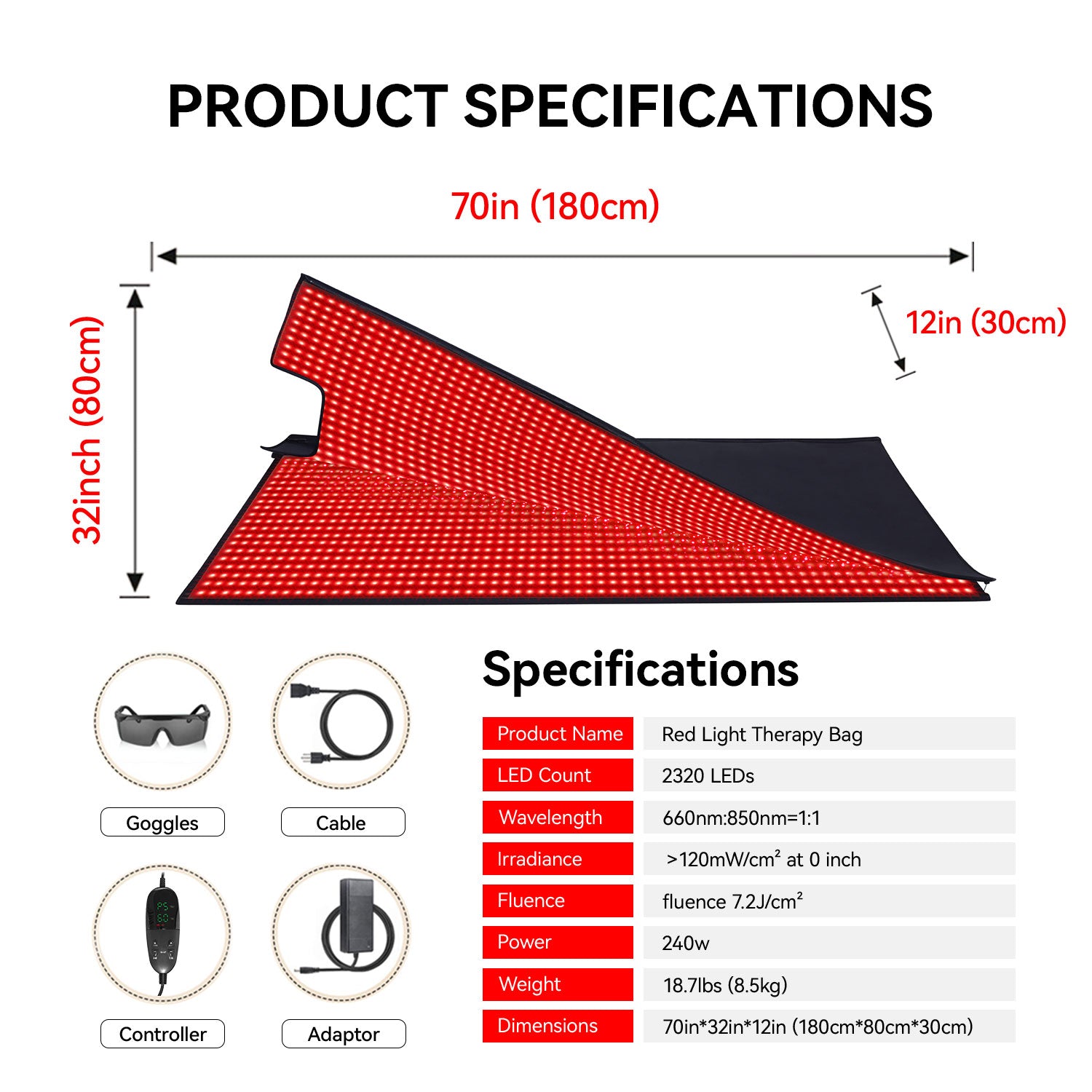 Megelin Red and Infrared Light Therapy Mat