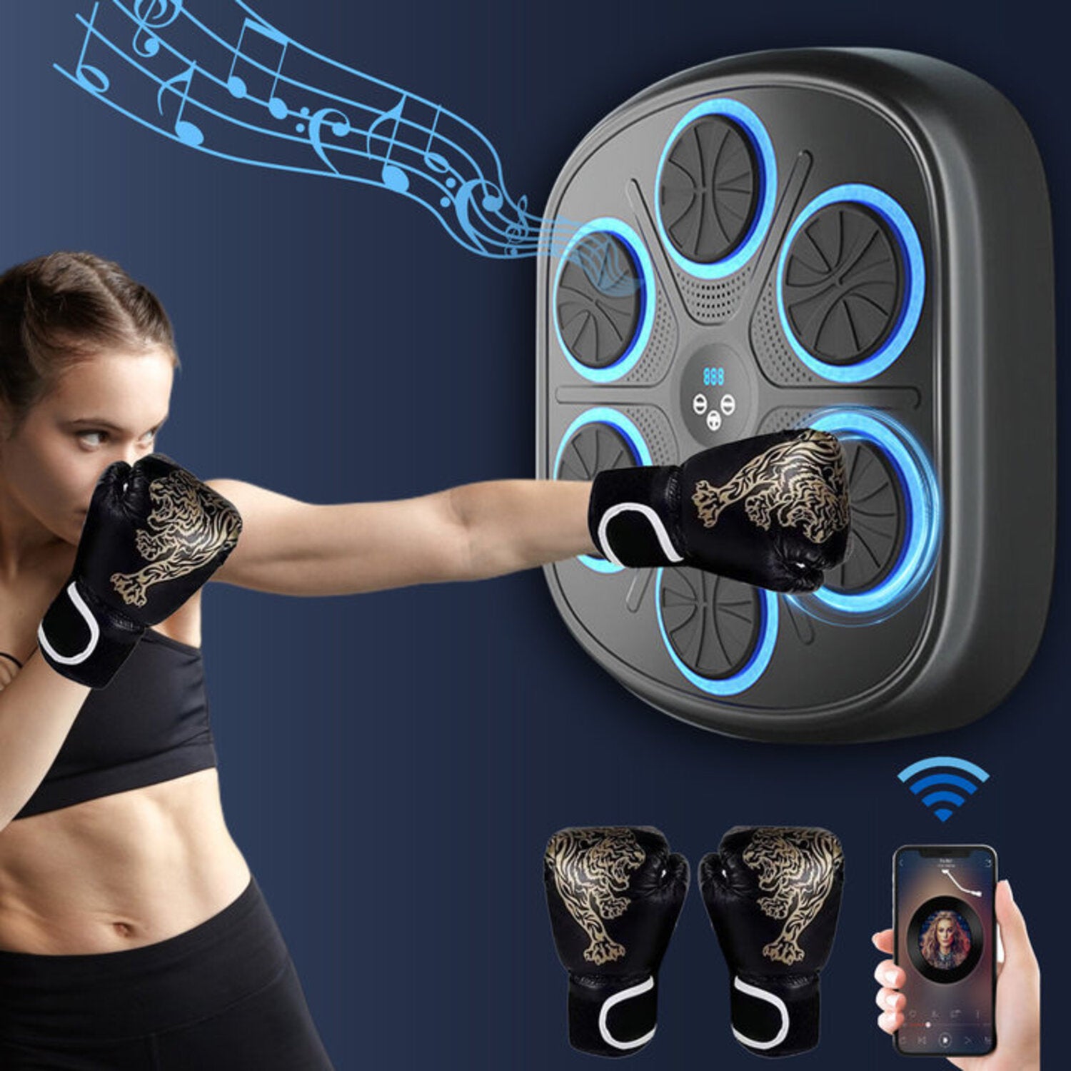 Megelin Music Boxing Machine with Boxing Gloves - Megelin